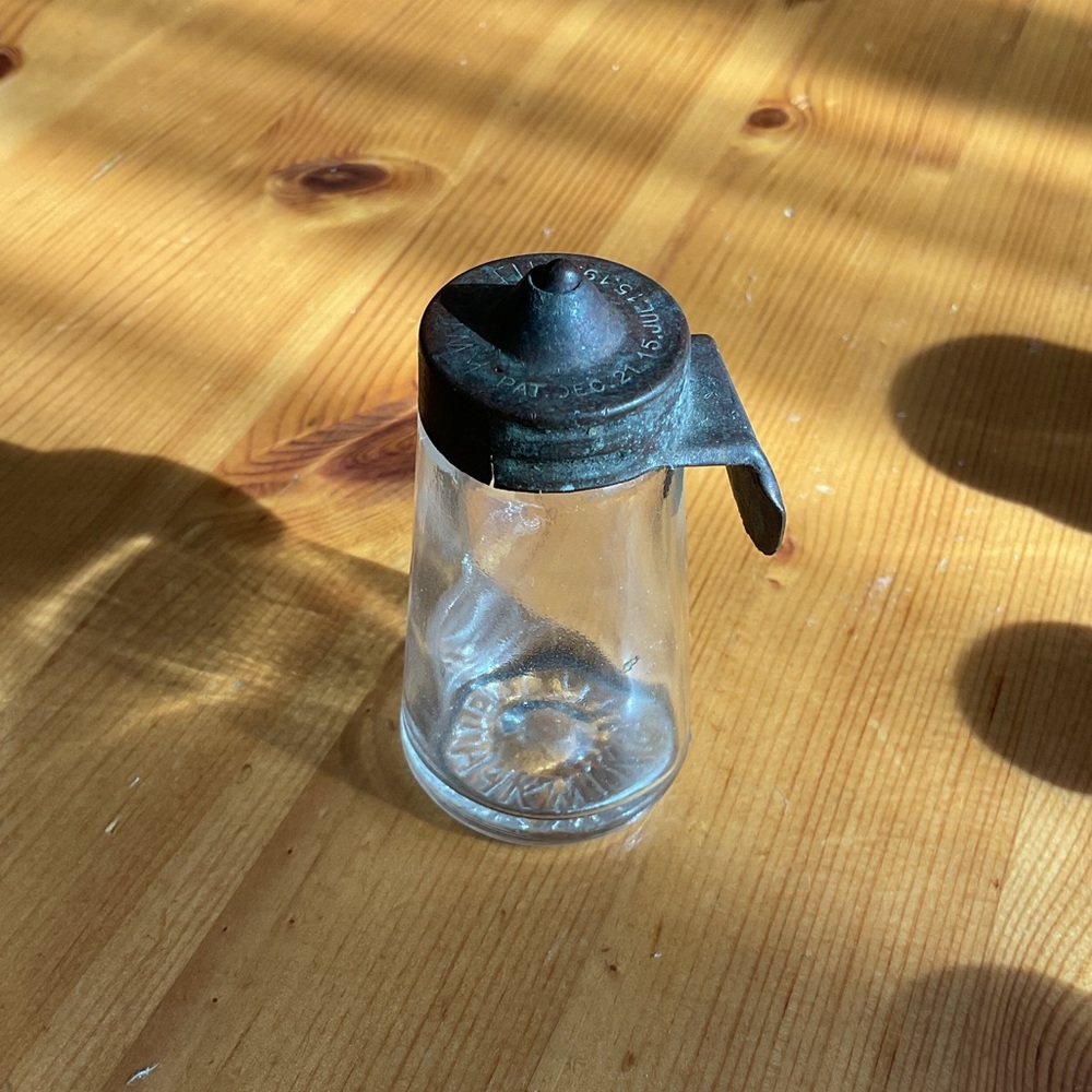 ANTIQUE QUIK STIK BOTTLE 1915 GLUE WATER PEACH GLOWY INDUSTRIAL OFFICE